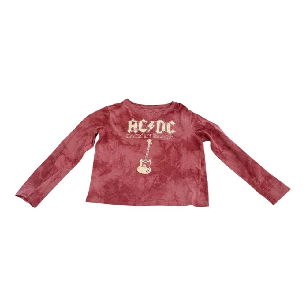 Hybrid Apparel AC/DC Back In Black Acid Wash Long Sleeve T-Shirt Size L 10/12